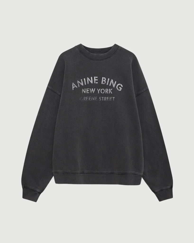 【ANINE BING 】MILES SWEATSHIRT NY スウェット ANINE BING Miles Sweatshirt New Classic - Washed Black