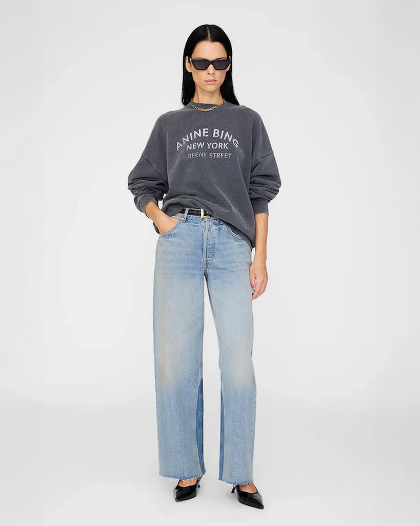 Shop ANINE BING | MILES SWEATSHIRT NY / WASHED BLACK | from THIS