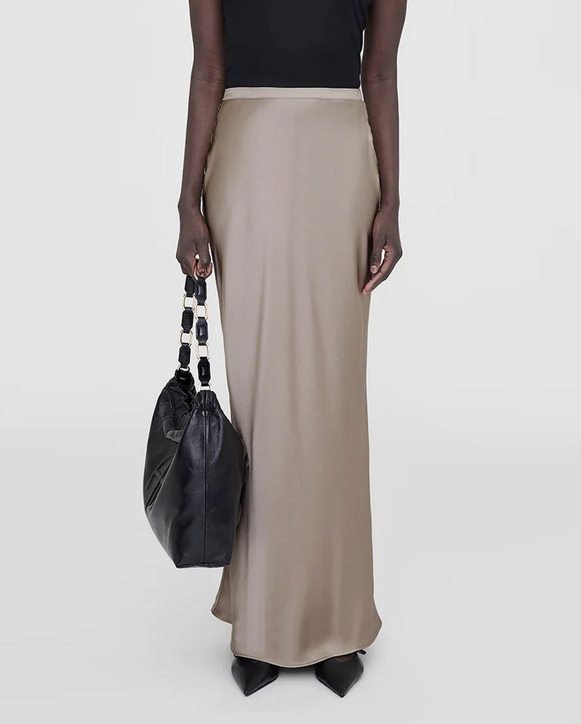 BAR SILK MAXI SKIRT TAUPE FABRIC