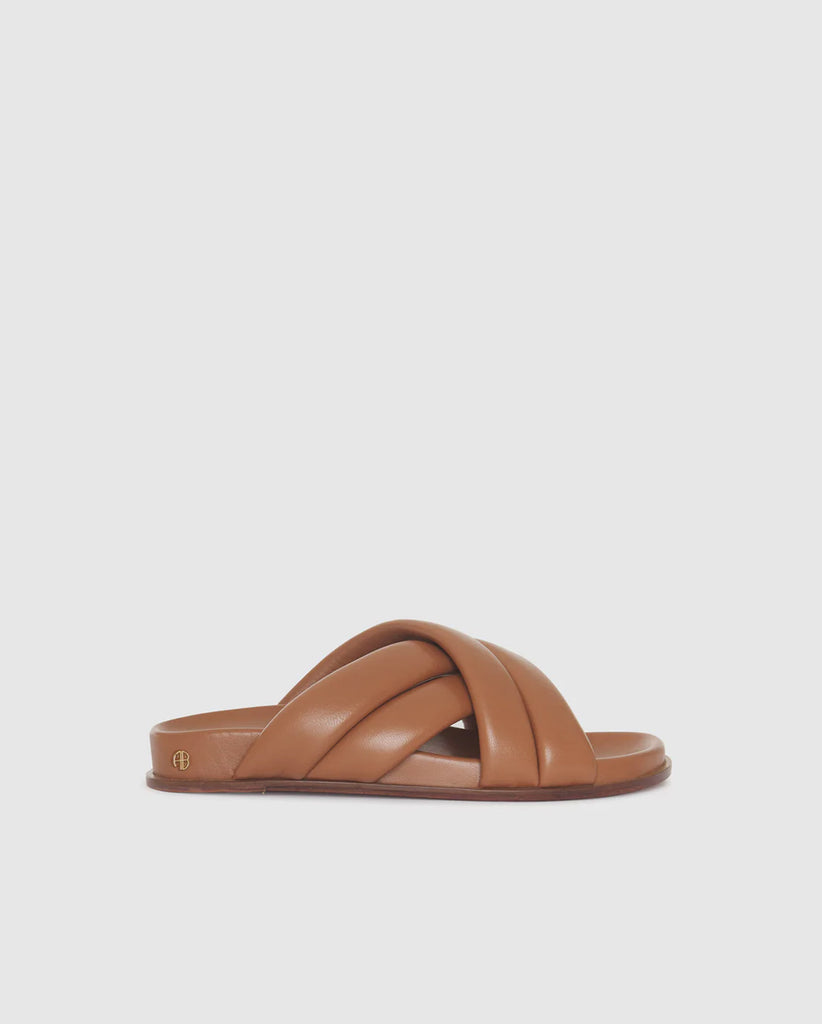 LIZZIE SLIDES COGNAC FABRIC