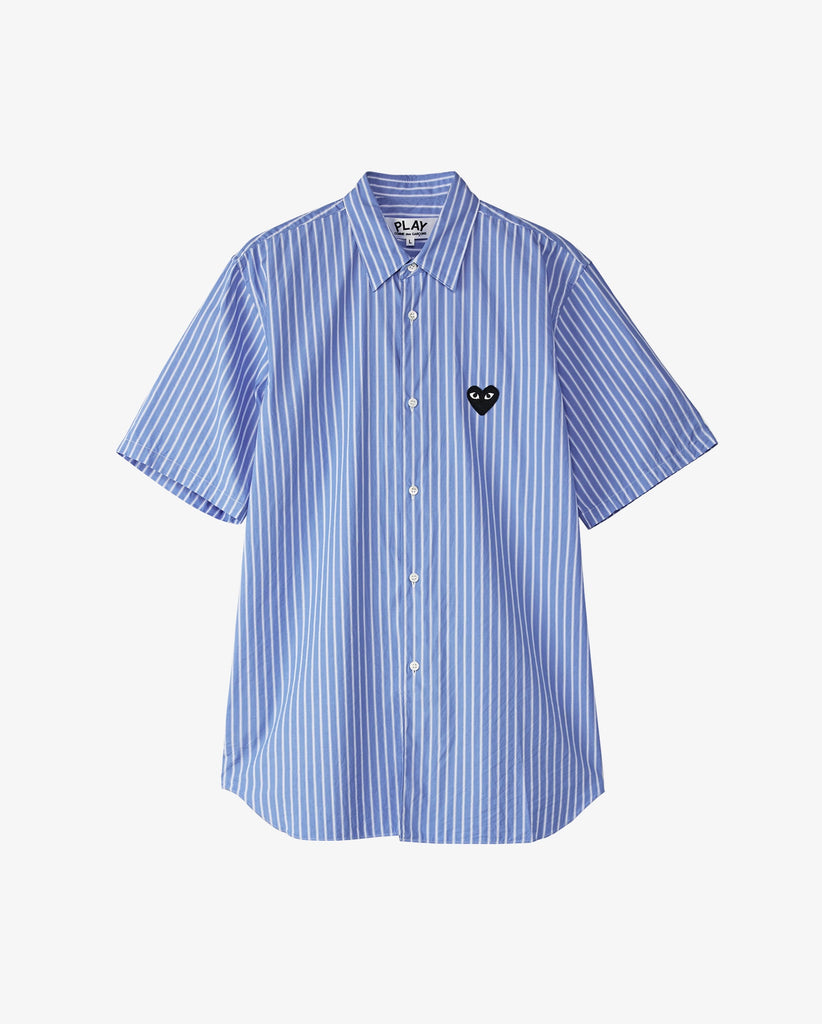 B022 UNISEX BLACK HEART S/S SHIRT/ BLUE STRIPE – FABRIC