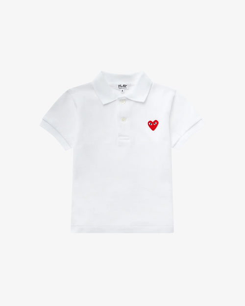 KIDS T505 RED HEART  POLO SHIRT / WHITE