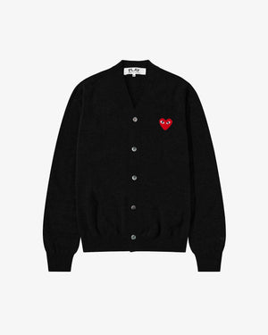 N008 UNISEX RED HEART CARDIGAN / BLACK