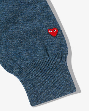 N092 UNISEX SMALL RED HEART CARDIGAN / NAVY