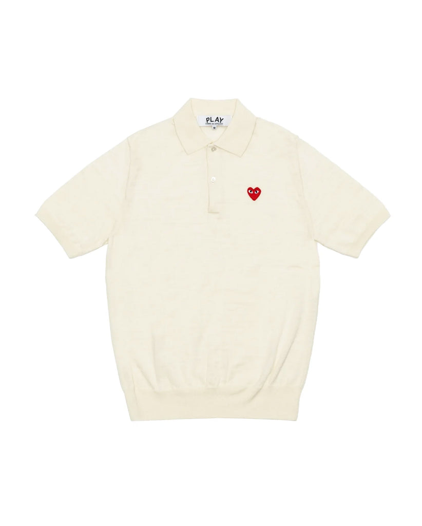 N094 UNISEX RED HEART POLO SHIRT / WHITE – THIS IS FABRIC