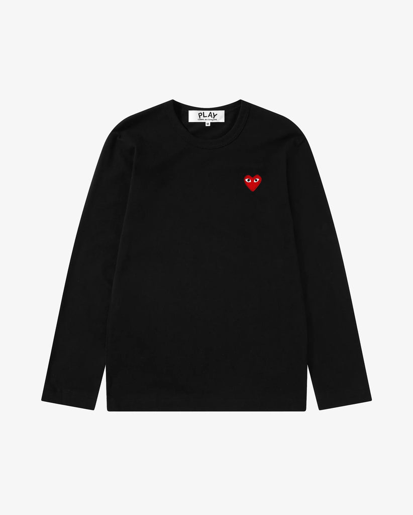 T118 UNISEX RED HEART L/S T-SHIRT / BLACK – FABRIC