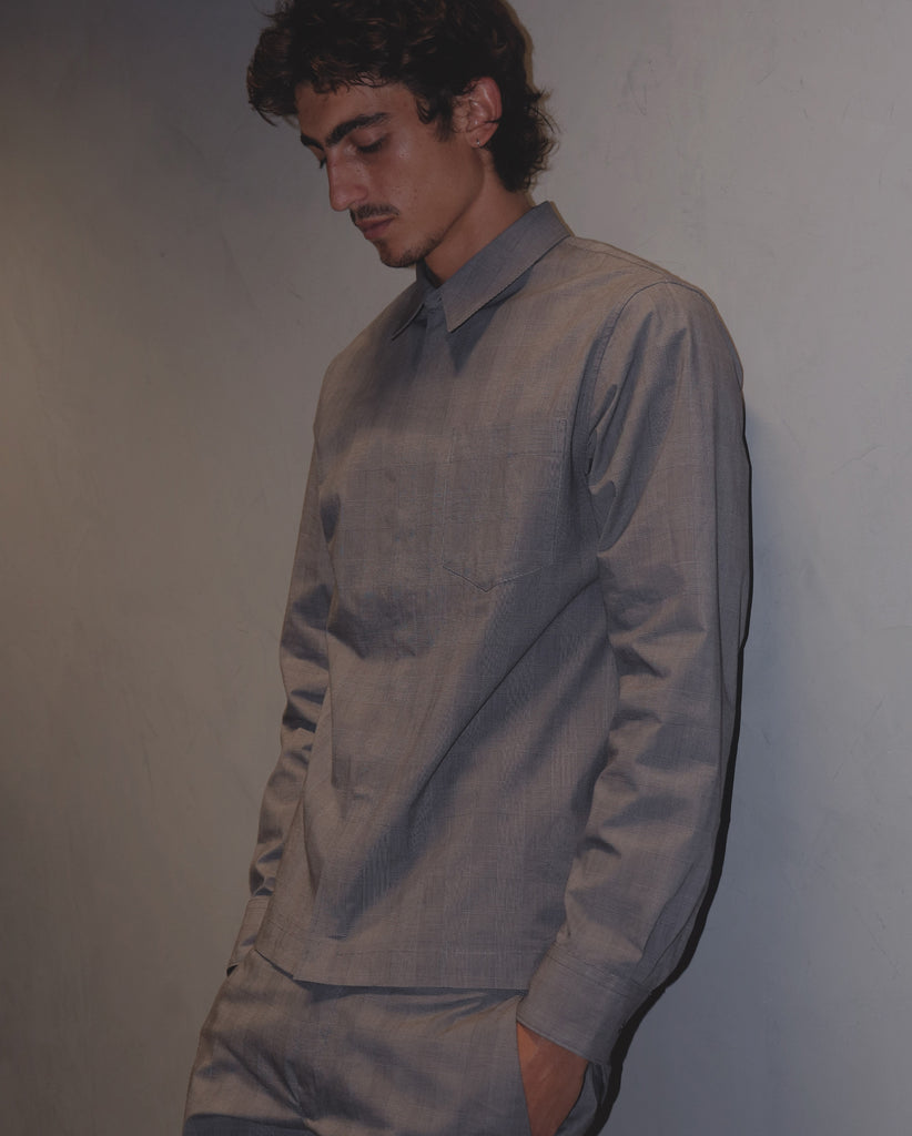 Shop Dries Van Noten COTTON ZIP SHIRT 1465 / GREY from