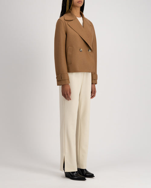 CROPPED PEACOAT / TOFFEE