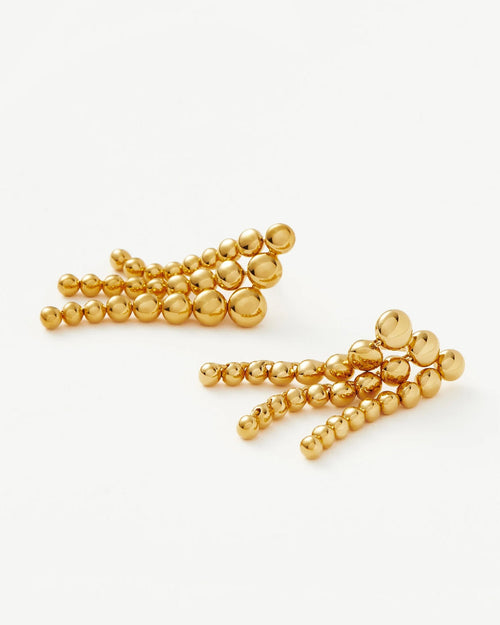 ARTICULATED BEADED WATERFALL STUD EARRINGS / GOLD