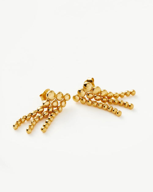 ARTICULATED BEADED WATERFALL STUD EARRINGS / GOLD
