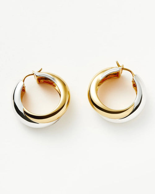 LUCY WILLIAMS CHUNKY ENTWINE MEDIUM HOOP EARRINGS / GOLD SILVER