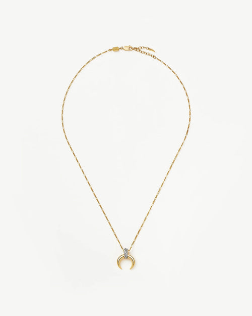 LUCY WILLIAMS PAVE HORN PENDANT NECKLACE / GOLD
