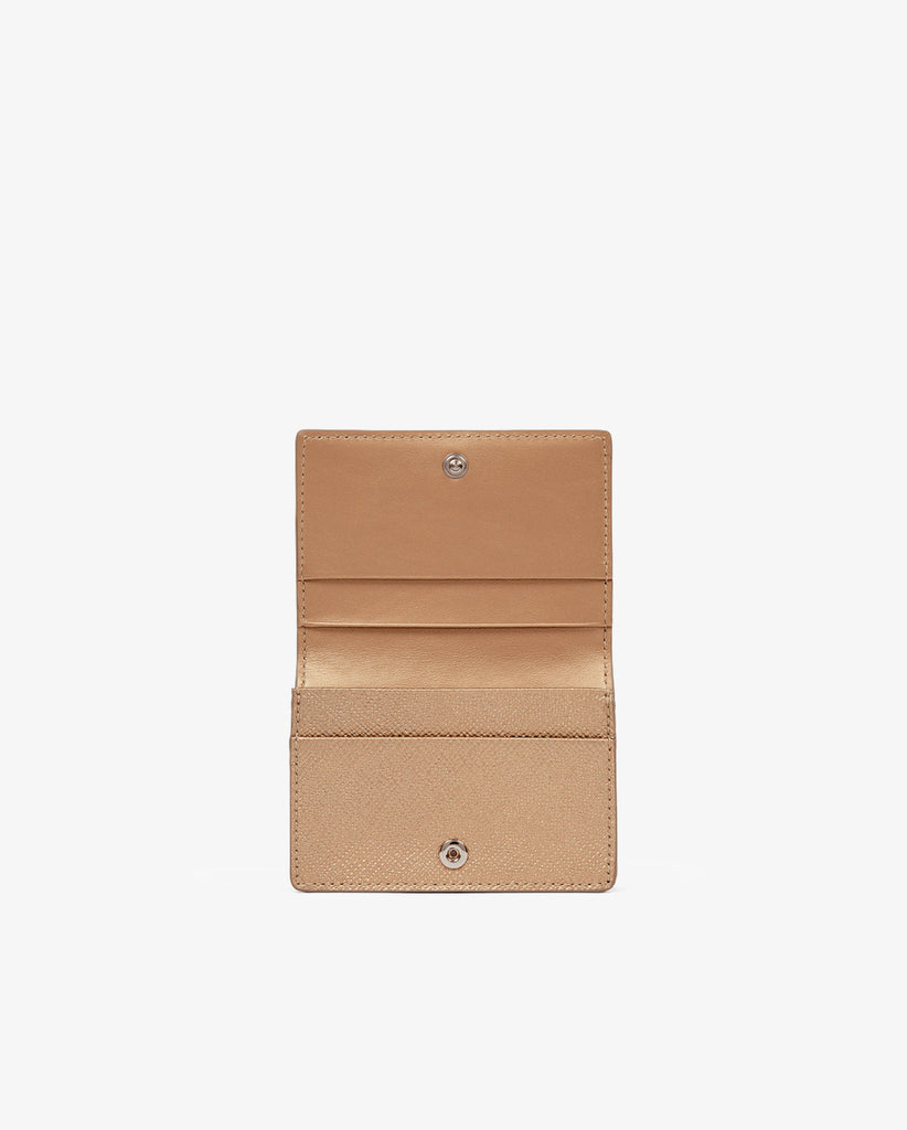 Shop SMYTHSON | PANAMA FOLDED CARD CASE WITH SNAP CLOSURE / BRONZE