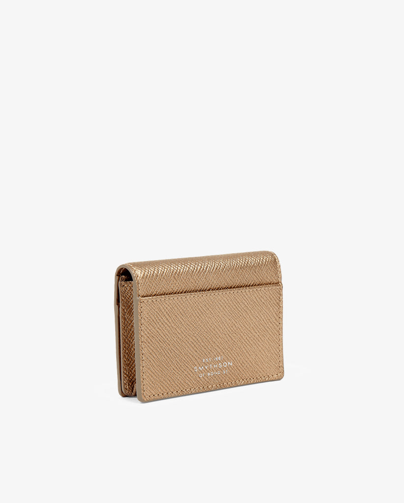 Shop SMYTHSON | PANAMA FOLDED CARD CASE WITH SNAP CLOSURE / BRONZE