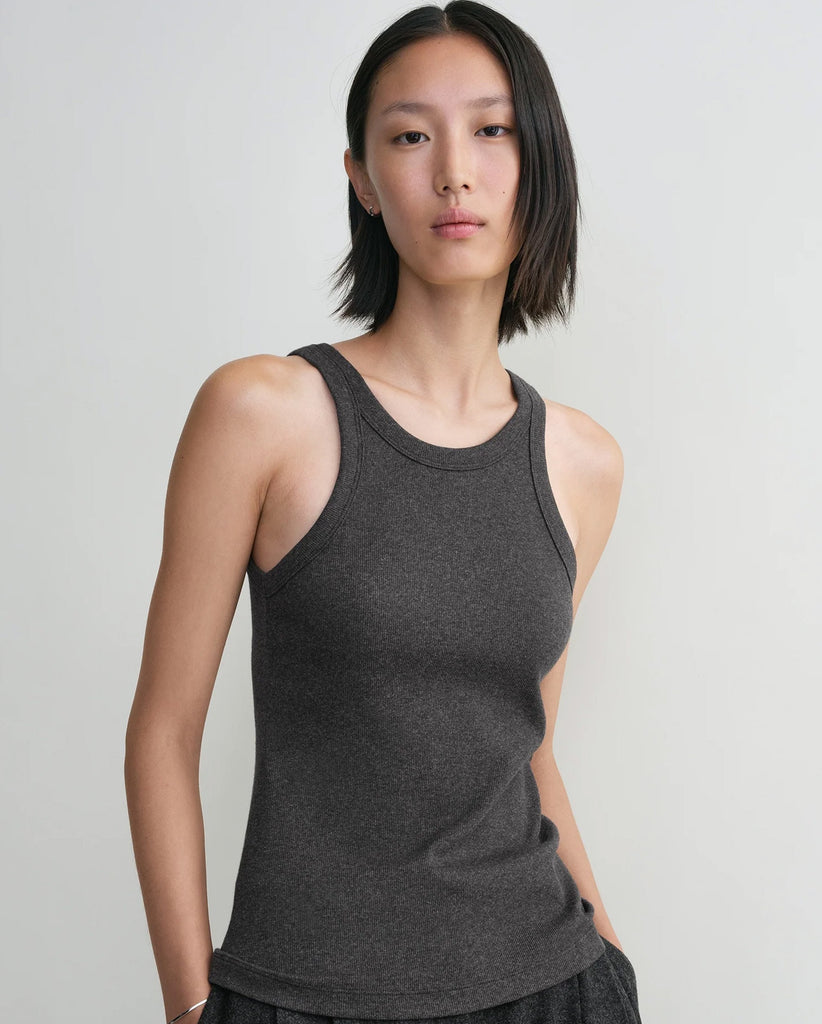 CURVED RIB TANK / CHARCOAL MELANGE – THIS IS FABRIC
