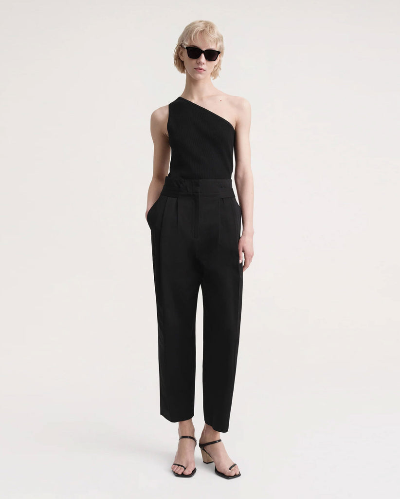 DOUBLE PLEATED TROUSERS / BLACK – FABRIC