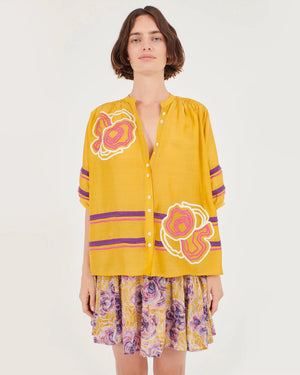 KISSA EMBROIDERED CRAFTY BLOUSE / MIKKEL SOLID MUSTARD