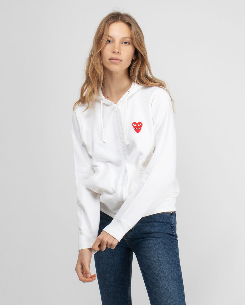 Hoodies and sweatshirts Comme des Garçons PLAY Double Heart Zip Hoodie  White