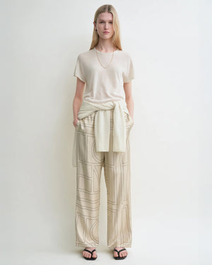 MONOGRAM SILK PJ BOTTOMS / IVORY