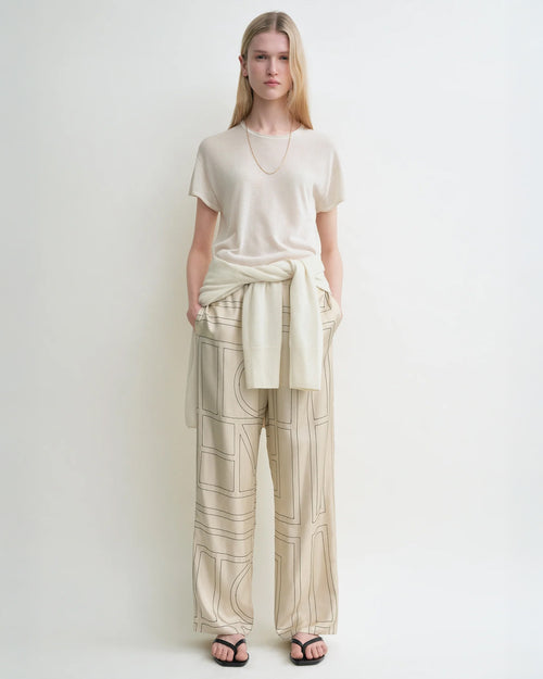 MONOGRAM SILK PJ BOTTOMS / IVORY