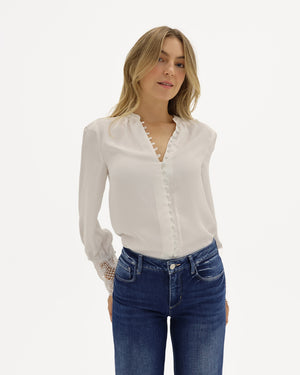 AVA LACE CUFF BLOUSE / IVORY