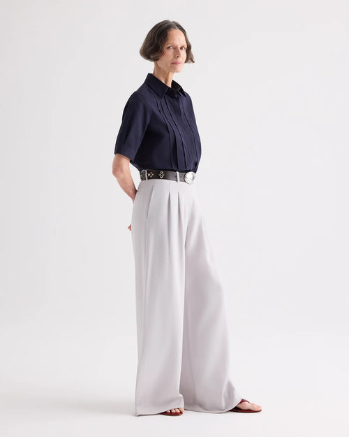 SHORT LIVED SHIRT WITH PLEATED PLACKET / MIDNIGHT