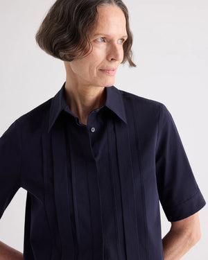 SHORT LIVED SHIRT WITH PLEATED PLACKET / MIDNIGHT