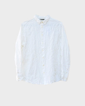 CRINKLE FINISH FITTED SHIRT / WHITE