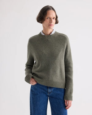 NEW JILL CREWNECK SWEATER / MOSS