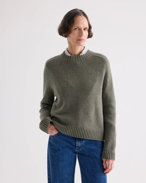 NEW JILL CREWNECK SWEATER / MOSS