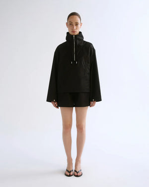 LYDIA NYLON POPOVER ANNORAK / BLACK