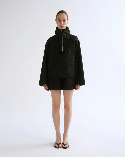 LYDIA NYLON POPOVER ANNORAK / BLACK