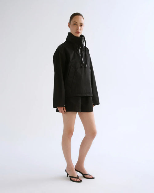 LYDIA NYLON POPOVER ANNORAK / BLACK