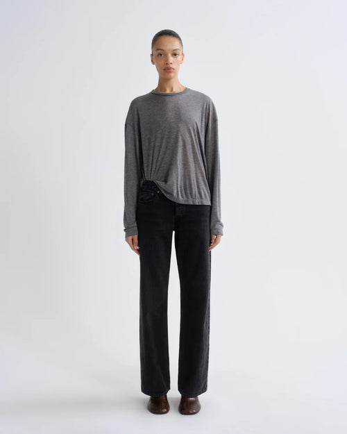 SASHA LONGSLEEVE BOYFRIEND TEE / GREY HEATHER