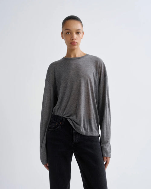 SASHA LONGSLEEVE BOYFRIEND TEE / GREY HEATHER