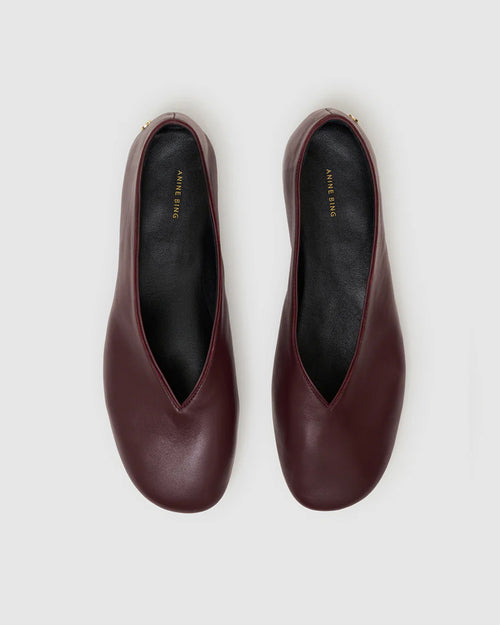 ANA FLATS SMOOTH LEATHER / FIG