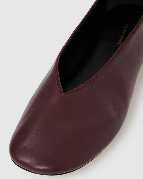 ANA FLATS SMOOTH LEATHER / FIG