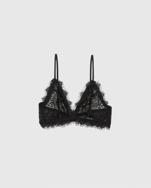 LACE BRA WITH TRIM / BLACK
