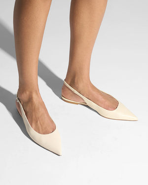 ANNORA LEATHER SLINGBACK SANDALS / CREAMY