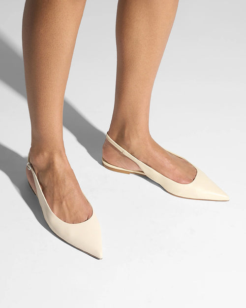 ANNORA LEATHER SLINGBACK SANDALS / CREAMY