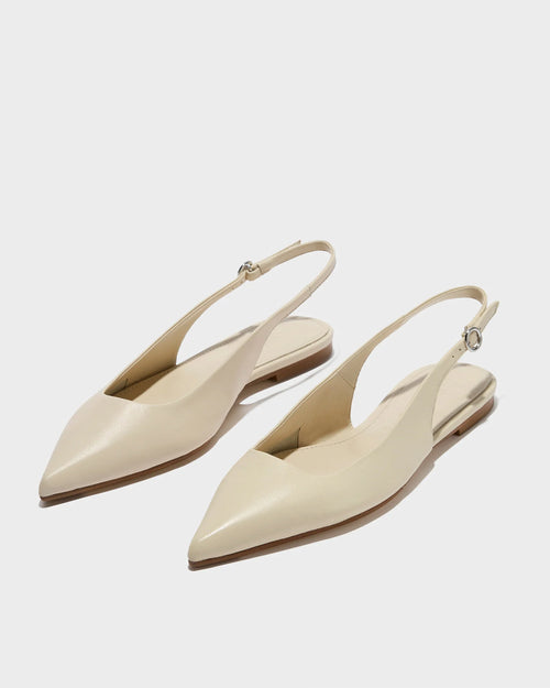 ANNORA LEATHER SLINGBACK SANDALS / CREAMY