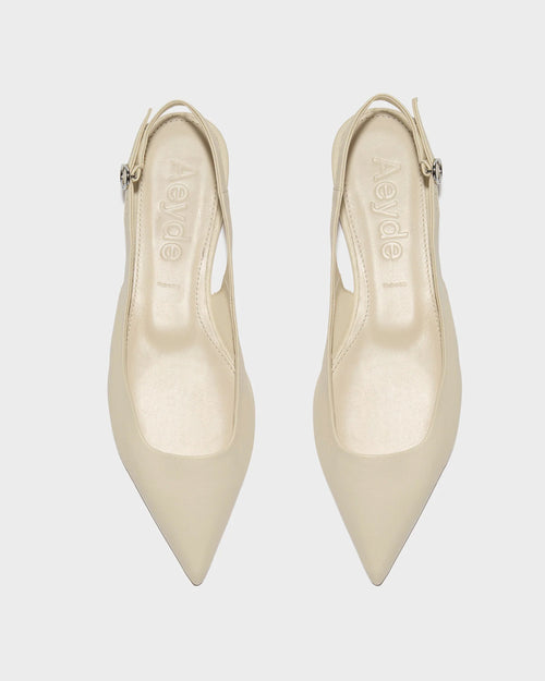 ANNORA LEATHER SLINGBACK SANDALS / CREAMY