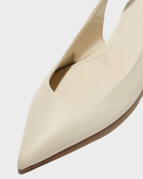 ANNORA LEATHER SLINGBACK SANDALS / CREAMY