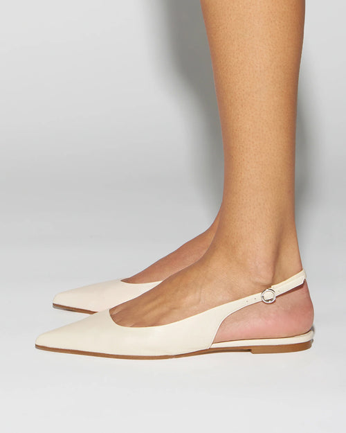 ANNORA LEATHER SLINGBACK SANDALS / CREAMY