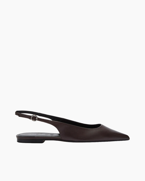 ANNORA LEATHER SLINGBACK SANDALS / MOKA