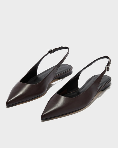 ANNORA LEATHER SLINGBACK SANDALS / MOKA