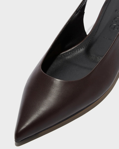 ANNORA LEATHER SLINGBACK SANDALS / MOKA