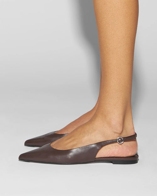 ANNORA LEATHER SLINGBACK SANDALS / MOKA