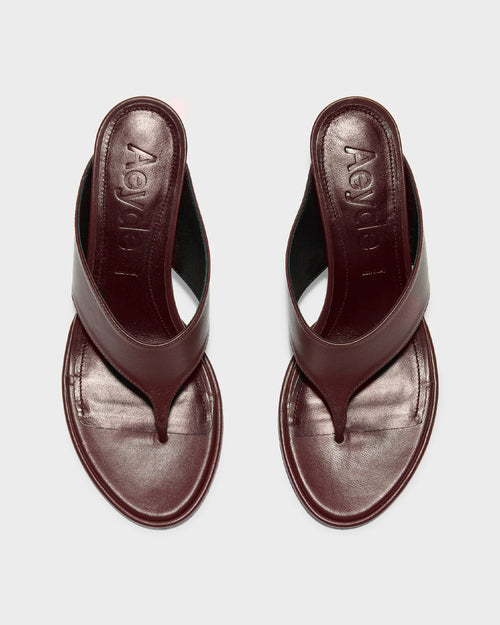 OLENNA LEATHER THONG SANDALS / PORT