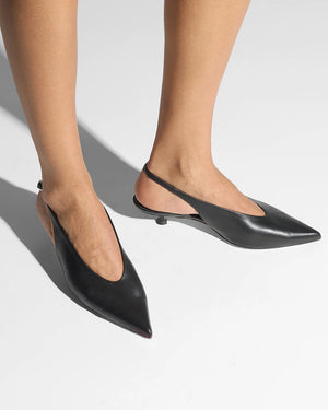 CAMILA LEATHER SLINGBACK PUMPS / BLACK